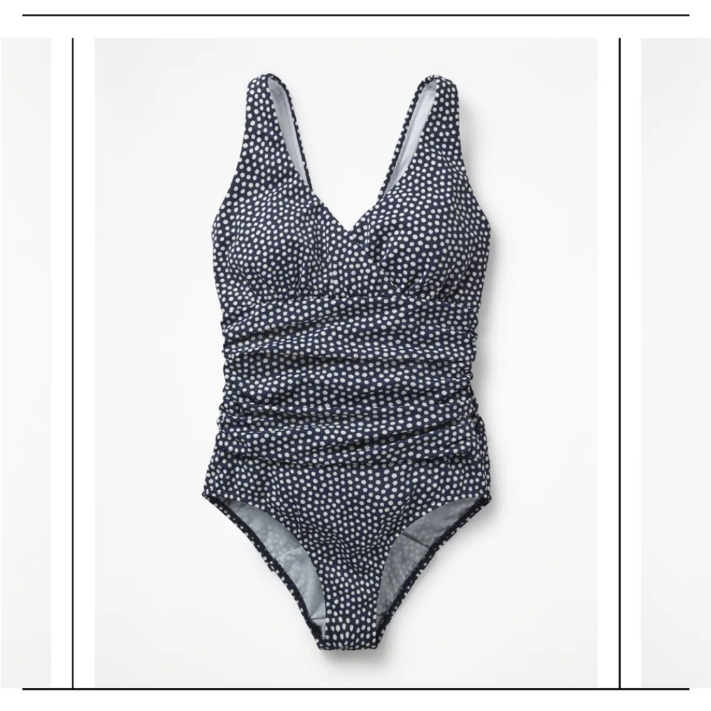 Boden Talamanca Swimsuit wrap top, ruched, body sculpting, sewn in cups, 6 LONG